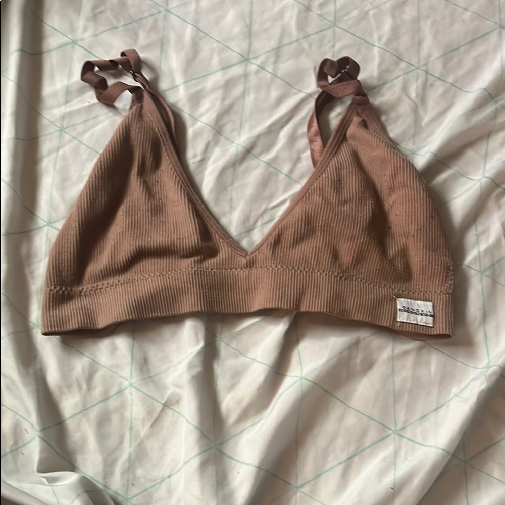 Women's Ribbed Bralette in Brown